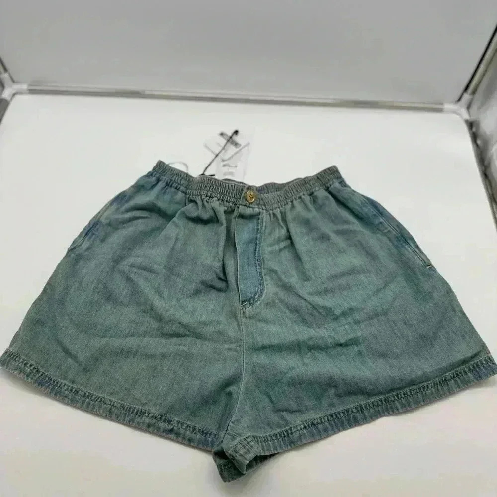 BNWT MOSCHINO Denim stoned wash style elastic waist shorts